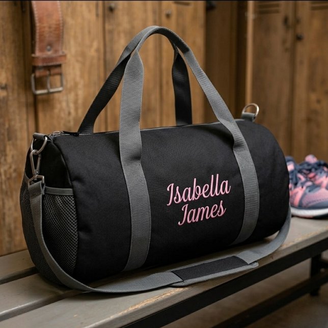 Personalized Name Pink Black Gym Bag  (Creator Uploaded)