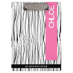 Personalized Name Pink & Black Modern  Clipboard
