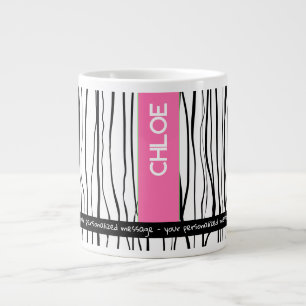 Personalized Name Pink & Black Modern    Large Coffee Mug