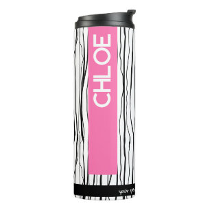Personalized Name Pink & Black Modern  Thermal Tumbler