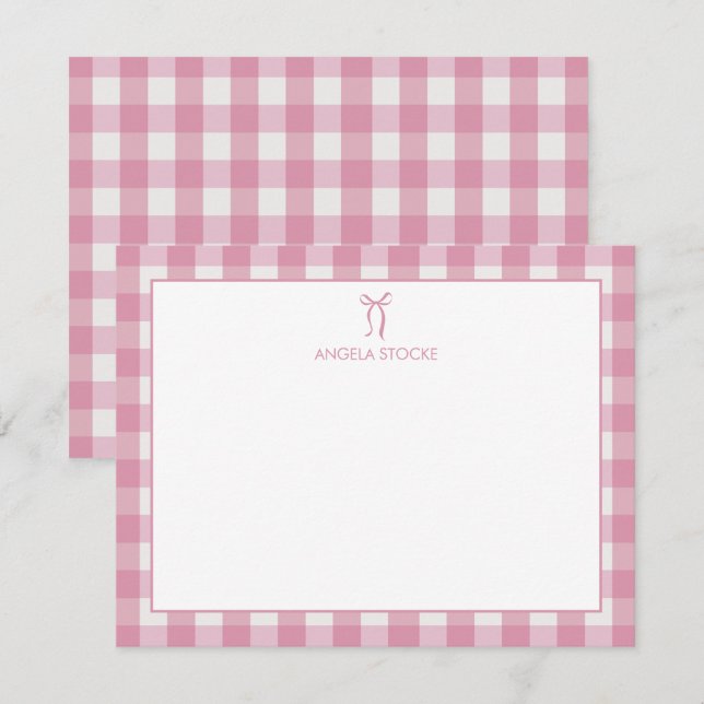 Personalized Name Pink Bow Card (Front/Back)