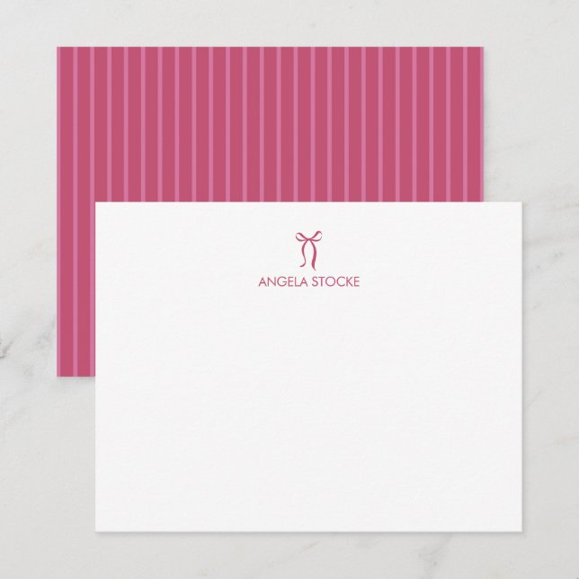 Personalized Name Pink Bow Card (Front/Back)