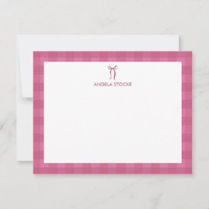 Personalized Name Pink Bow Note Card