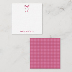 Personalized Name Pink Bow Note Card