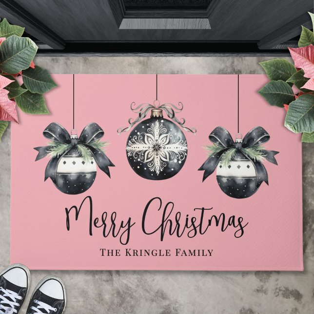 Personalized Name Pink Christmas Doormat (Personalized Name Pink Christmas Doormat)