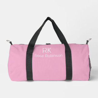Personalized Name Pink Colour Stylish Minimal Gym Duffle Bag