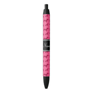 Personalized name pink dachshunds black ink pen