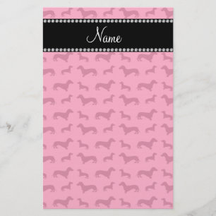 Personalized name pink dachshunds stationery