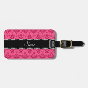 Personalized name Pink damask Luggage Tag