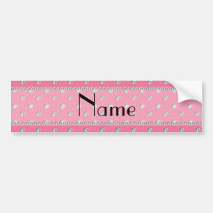 Personalized name pink diamonds bumper sticker