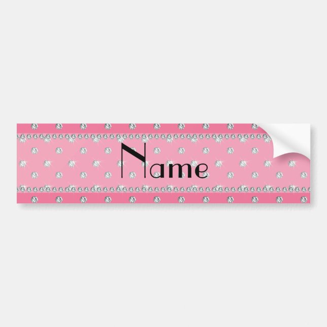 Personalized name pink diamonds bumper sticker (Front)