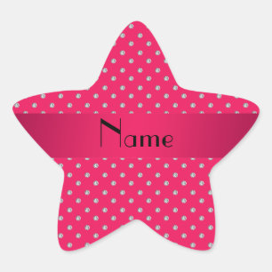 Personalized name pink diamonds star sticker
