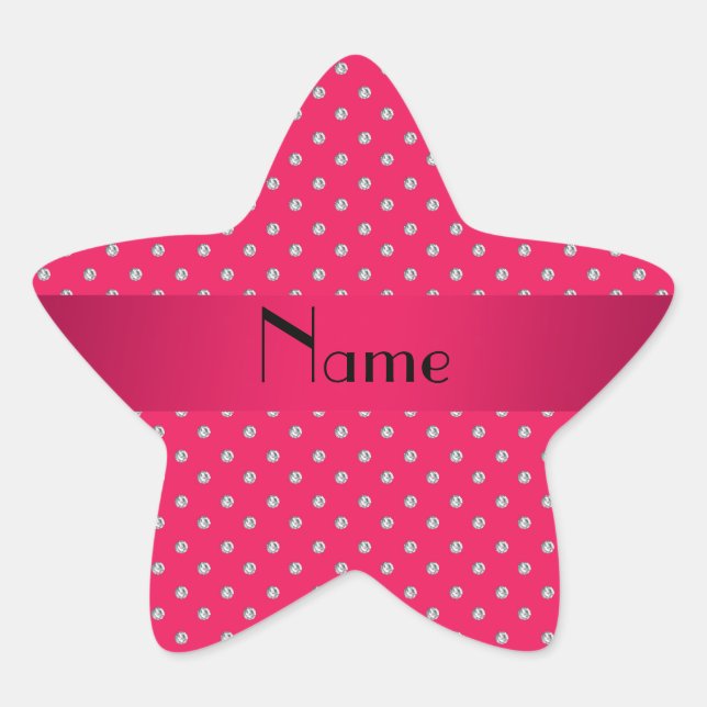 Personalized name pink diamonds star sticker (Front)