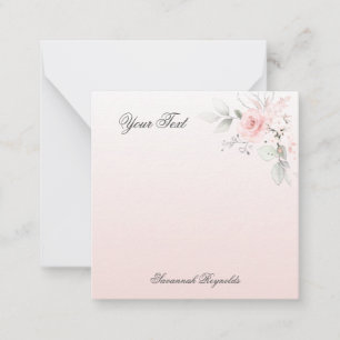 Personalized Name PINK FLORAL ROSES Notepad Card