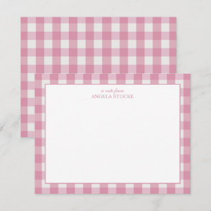 Personalized Name Pink Gingham Card
