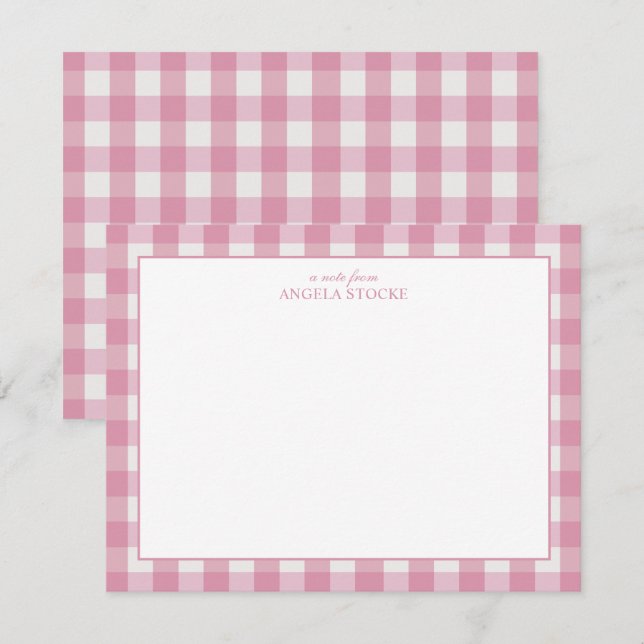 Personalized Name Pink Gingham Card (Front/Back)