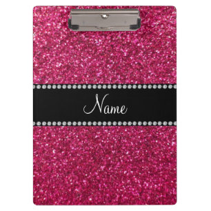 Personalized name pink glitter clipboard