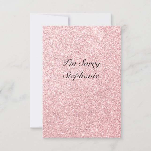 Personalized Name Pink Glitter I'm Sorry Card (Front)
