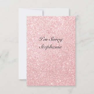 Personalized Name Pink Glitter I'm Sorry Card