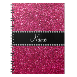 Personalized name pink glitter notebook