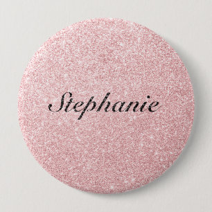 Personalized Name Pink Glitter Sparkle Style 4 Inch Round Button