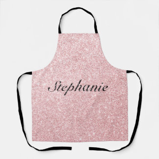 Personalized Name Pink Glitter Sparkle Style Apron