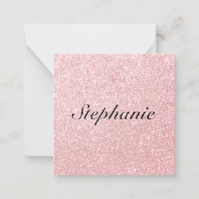 Personalized Name Pink Glitter Sparkle Style Card (Front)