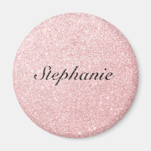 Personalized Name Pink Glitter Sparkle Style Magnet