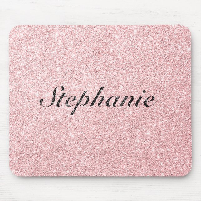 Personalized Name Pink Glitter Sparkle Style Mouse Pad (Front)