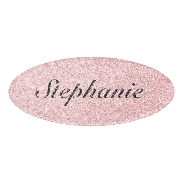 Personalized Name Pink Glitter Sparkle Style Name Tag (Front)