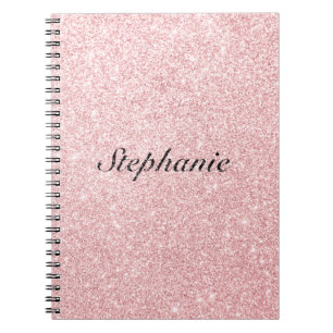 Personalized Name Pink Glitter Sparkle Style Notebook
