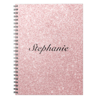 Personalized Name Pink Glitter Sparkle Style Notebook