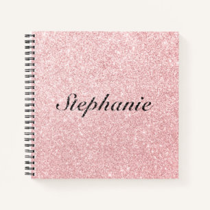 Personalized Name Pink Glitter Sparkle Style Notebook