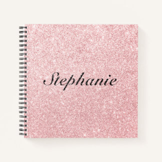 Personalized Name Pink Glitter Sparkle Style Notebook