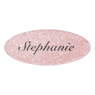 Personalized Name Pink Glitter Sparkle Style Tag