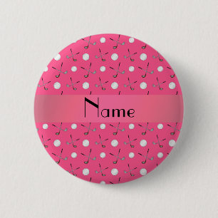 Personalized name pink golf balls 2 inch round button