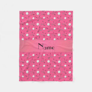 Personalized name pink golf balls fleece blanket