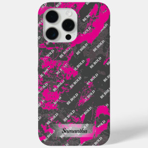 Personalized Name Pink Grey Marble iPhone 15 Pro Max Case