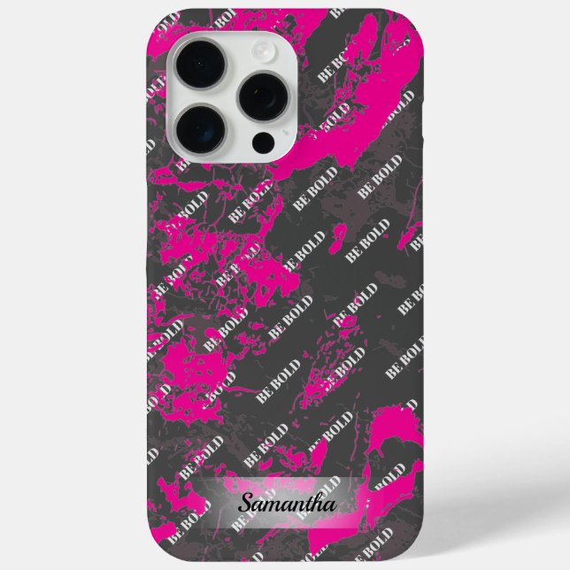 Personalized Name Pink Grey Marble Case-Mate iPhone Case (Back)