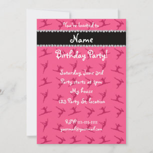 Personalized name pink gymnastics pattern invitation