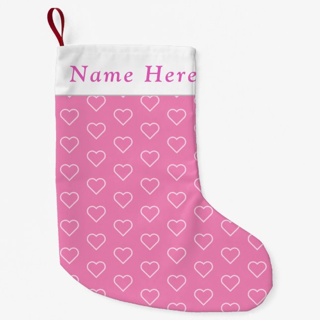 Personalized Name Pink Hearts Christmas Stocking (Front)