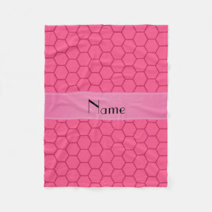 Personalized name pink honeycomb fleece blanket