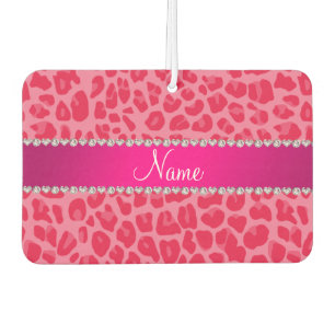 Personalized name pink leopard pattern air freshener