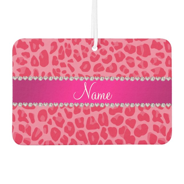 Personalized name pink leopard pattern air freshener (Front)