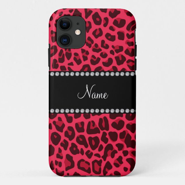 Personalized name pink leopard pattern Case-Mate iPhone case (Back)