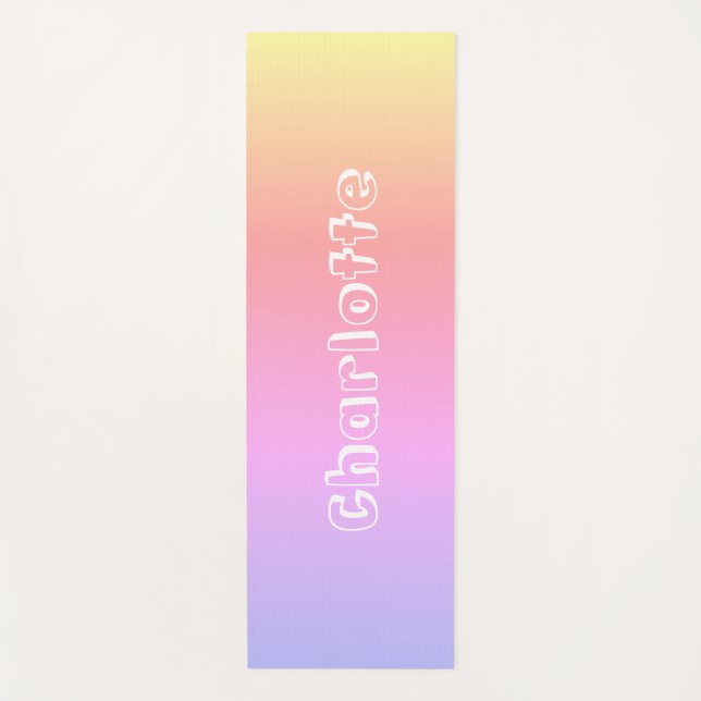 Personalized Name Pink Lilac Yellow Sunset Colours Yoga Mat (Front)