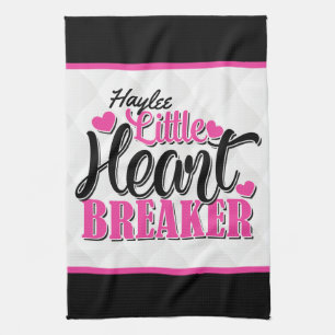 Personalized NAME Pink Little Heart Breaker Kitchen Towel