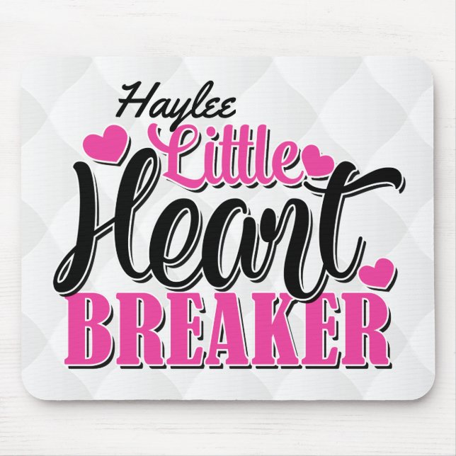 Personalized NAME Pink Little Heart Breaker Mouse Pad (Front)