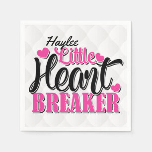 Personalized NAME Pink Little Heart Breaker Napkin