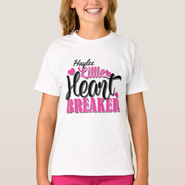 Personalized NAME Pink Little Heart Breaker T-Shirt (Front)